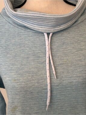 Cowl Neck Top, Aqua lined with matching Aqua striped trim